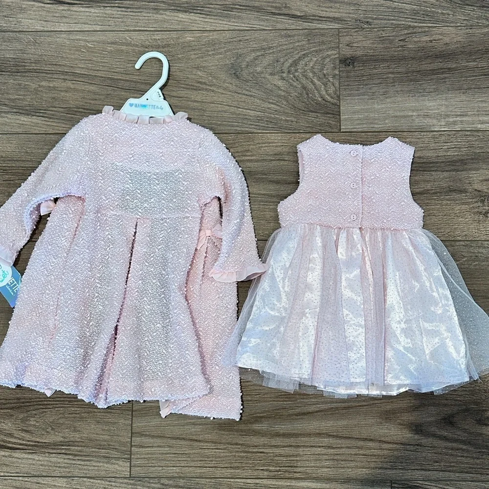 ⭐️Final Sale⭐️NWT! Nannette Baby Two Piece Pink Ivory Dress Coat and Dress